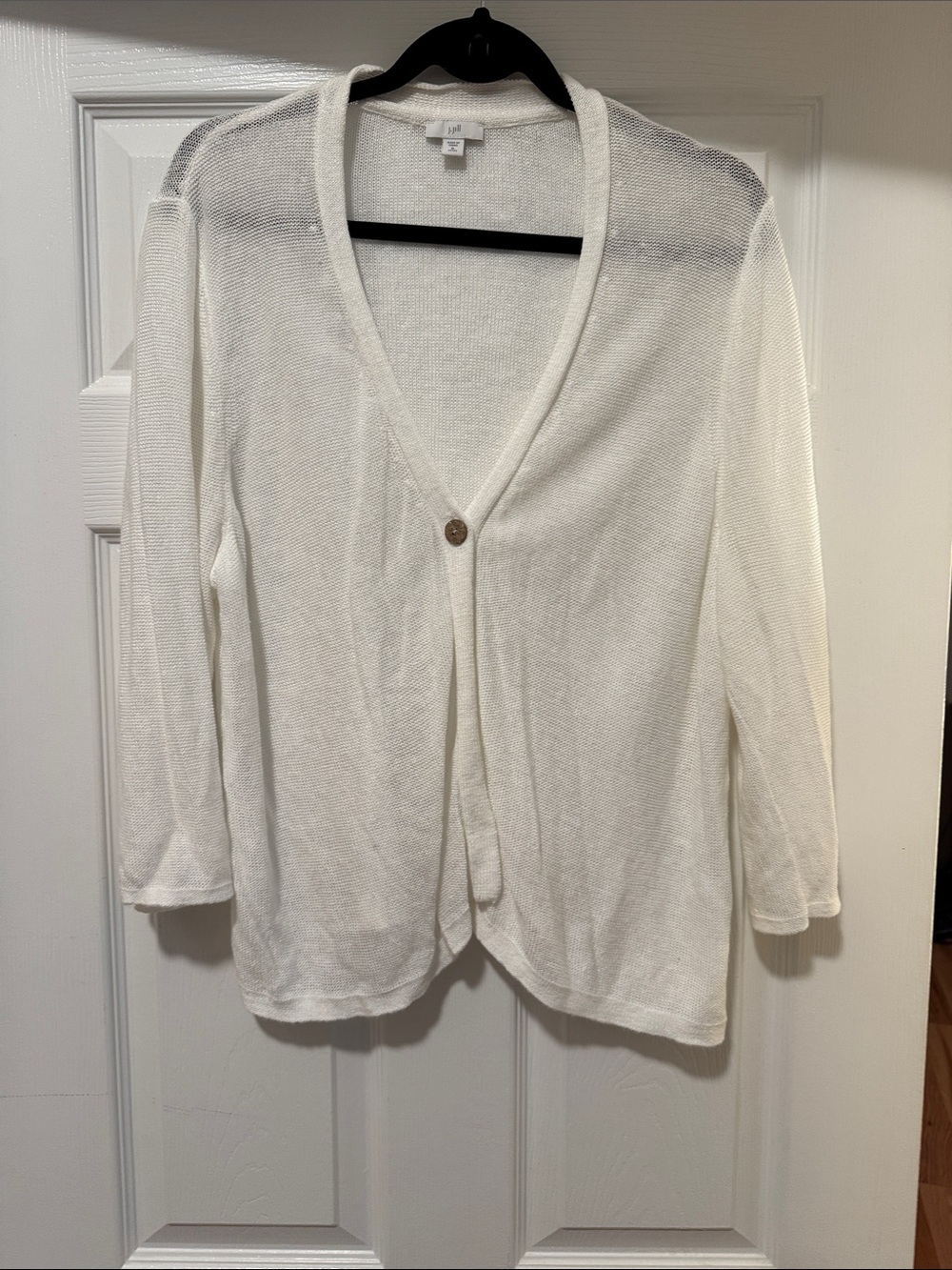 📌JJill XLP Lightweight Linen White Cardigan Sweater